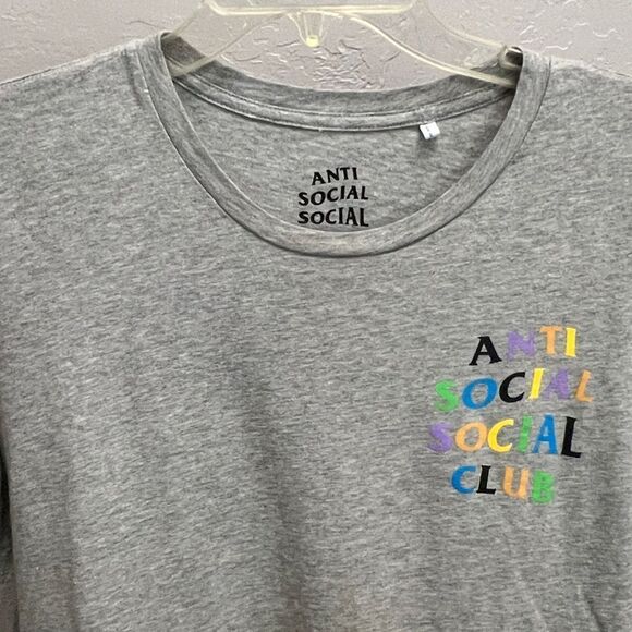 🔥 Anti Social Social Club Multicolor Lettering Gray Designer Tee Sz M - PERFECT - Picture 6 of 7